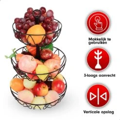 Fruit Monkey - Fruitschaal - Metaal - Zwart - 3 Lagen - Fruitmand -Skimask 1200x1200 4792