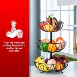 Fruit Monkey - Fruitschaal - Metaal - Zwart - 3 Lagen - Fruitmand -Skimask 1200x1200 4798