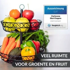 Chefarone Fruit Etagère 2 Laags - Fruitmand - Fruitschaal - Groentemand - Opberger - Metaal - Zwart -Skimask 1200x1200 4803