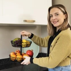 Chefarone Fruit Etagère 2 Laags - Fruitmand - Fruitschaal - Groentemand - Opberger - Metaal - Zwart -Skimask 1200x1200 4804