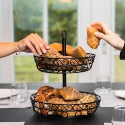 Chefarone Fruit Etagère 2 Laags - Fruitmand - Fruitschaal - Groentemand - Opberger - Metaal - Zwart -Skimask 1200x1200 4805