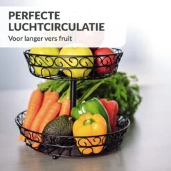 Chefarone Fruit Etagère 2 Laags - Fruitmand - Fruitschaal - Groentemand - Opberger - Metaal - Zwart -Skimask 1200x1200 4806