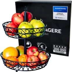 Chefarone Fruit Etagère 2 Laags - Fruitmand - Fruitschaal - Groentemand - Opberger - Metaal - Zwart -Skimask 1200x1200 4808