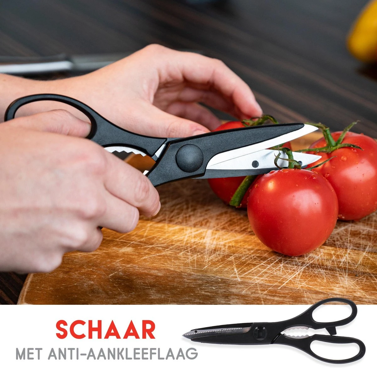 Alpina Messenblok 15-delig - 12 Messen - 1 Aanzetstaal -1 Schaar Met Anti-kleeflaag - RVS 6 Alpina Messenblok 15-delig - 12 Messen - 1 Aanzetstaal -1 Schaar Met Anti-kleeflaag - RVS - Afbeelding 4