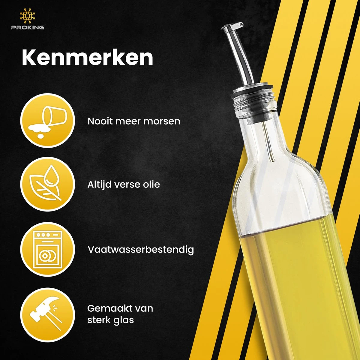 PROKING Olijfolie Fles Met Schenktuit – Olijfoliefles – Schenktuit Olijfolie – Glazen Oliefles – Inclusief Schenktuit, Dop & Trechter – 500 Ml 5 PROKING Olijfolie Fles Met Schenktuit – Olijfoliefles – Schenktuit Olijfolie – Glazen Oliefles – Inclusief Schenktuit, Dop & Trechter – 500 Ml - Afbeelding 3