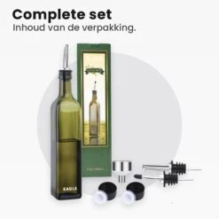 Eagle Olijfolie Fles - Met Schenktuit – Olijfolie/Azijn – 500ml - Oliefles Glas - Inclusief Trechter -Skimask 1200x1200 4929