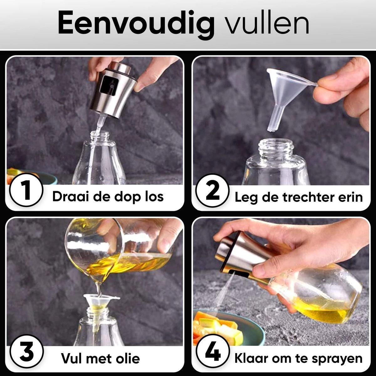 VINESS Olijfolie Sprayer Inclusief Accessoires - Olie Spuit - Olie Pomp - Bakspray - Olieverstuiver - BBQ Accessoires 5 VINESS Olijfolie Sprayer Inclusief Accessoires - Olie Spuit - Olie Pomp - Bakspray - Olieverstuiver - BBQ Accessoires - Afbeelding 3