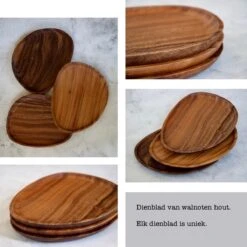 Oliva's - Dienblad / Serveerschaal / Houten Plateau - 21 X 26 Cm - Ovaal - Hout Walnoot -Skimask 1200x1200 5004