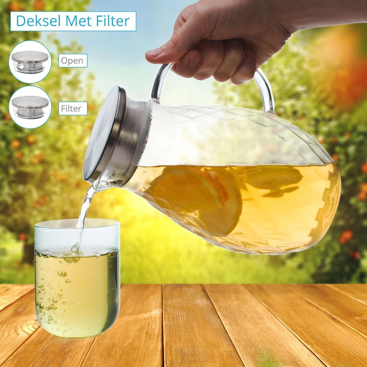 JCPKitchen Waterkan Met Filter - 2L - Glas 6 JCPKitchen Waterkan Met Filter - 2L - Glas - Afbeelding 4