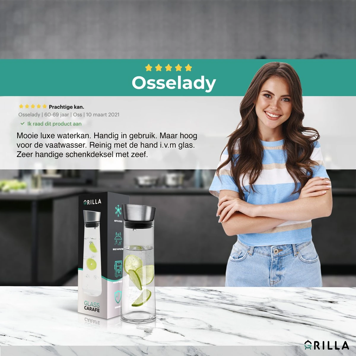 Grilla Karaf - 1000 Ml - Waterkan Met Deksel En Filter - Schenkkan - Waterkaraf 9 Grilla Karaf - 1000 Ml - Waterkan Met Deksel En Filter - Schenkkan - Waterkaraf - Afbeelding 7