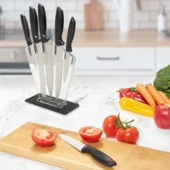 KitchenBrothers Messenset - Met Blok - 7-Delig - Met Messenslijper - RVS/Zwart -Skimask 1200x1200 514