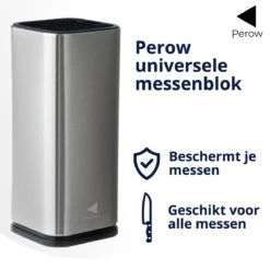 Perow Universele Messenblok – Messenblok Zonder Messen – Messenhouder – Universeel - RVS