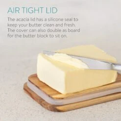 Navaris Botervloot Met Houten Deksel - Van Metaal In Wit - Met Siliconen Afdichtring - 15,5 X 10,5 X 6 Cm - Boterhouder Voor Boter En Ander Voedsel -Skimask 1200x1200 5150