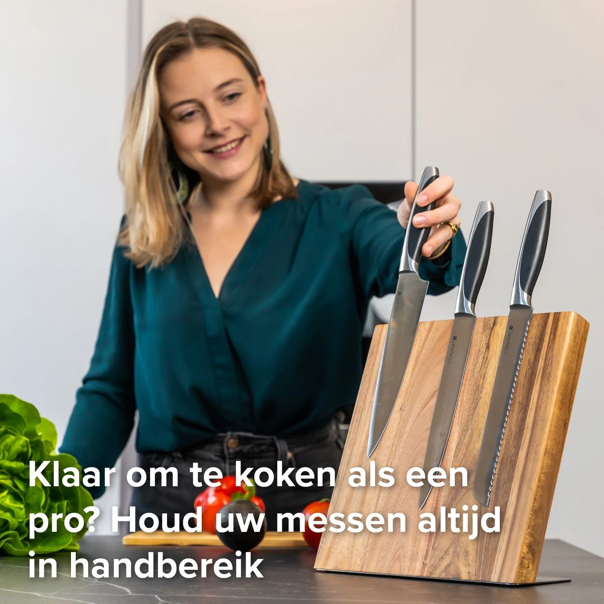 Groot Houten Messenblok Magnetisch Coninx Quin XL | Messenmagneet Zonder Messen | Messenhouder | Antislip - RVS-Acacia Hout 4 Groot Houten Messenblok Magnetisch Coninx Quin XL | Messenmagneet Zonder Messen | Messenhouder | Antislip - RVS-Acacia Hout - Afbeelding 2