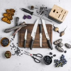 ZWILLING Now Messenblok - 7-Delig – 4 Messen – 1 Schaar – 1 Slijpstaaf – RVS Messenset - Zwart -Skimask 1200x1200 566