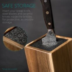 Navaris Universeel Messenblok Zonder Messen - Messenhouder Van Acaciahout - Houten Messenblok - Geschikt Voor Alle Maten Keukenmessen En Koksmessen -Skimask 1200x1200 573