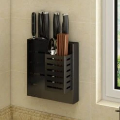 Keuken Organizers - Messenhouder – Bestekbak – Keukengerei Houder – Zwart