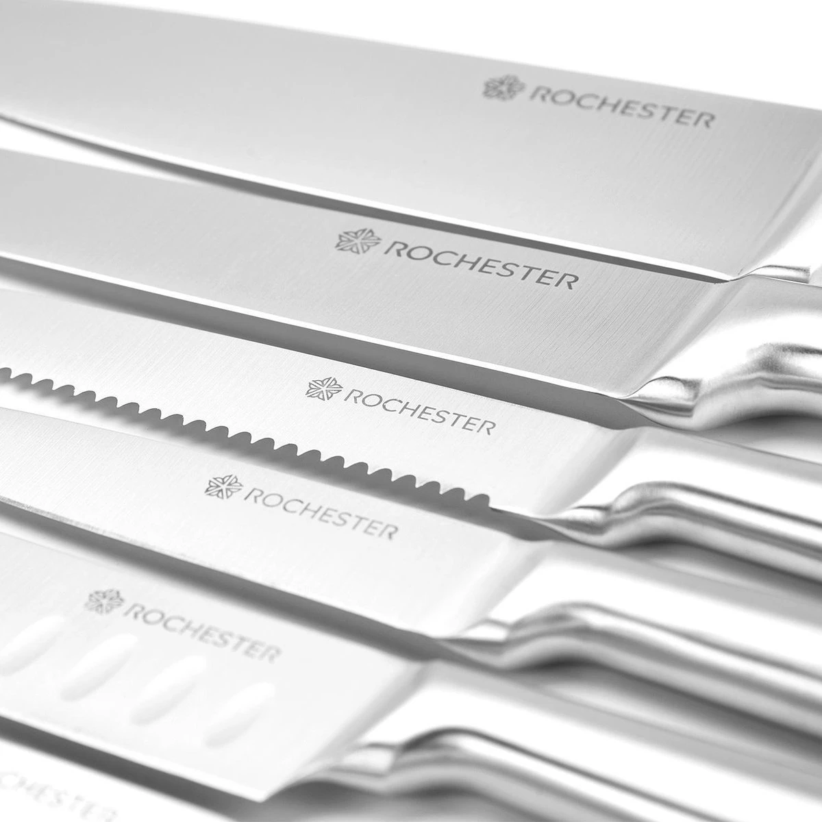 Rochester 14-delige Messenset Met Blok En Messenslijper - Keukenmessen Met Messenblok - RVS - Krasbestendige Coating 7 Rochester 14-delige Messenset Met Blok En Messenslijper - Keukenmessen Met Messenblok - RVS - Krasbestendige Coating - Afbeelding 5