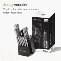 Rochester 14-delige Messenset Met Blok En Messenslijper - Keukenmessen Met Messenblok - RVS - Krasbestendige Coating 18 Rochester 14-delige Messenset Met Blok En Messenslijper - Keukenmessen Met Messenblok - RVS - Krasbestendige Coating -Skimask 1200x1200 600