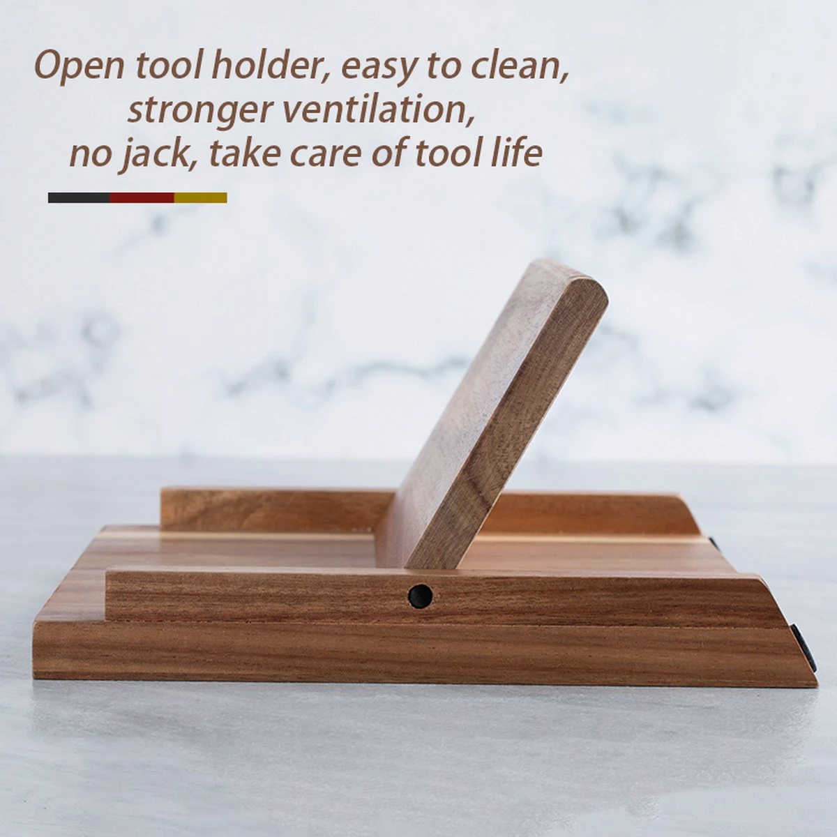 Faseras Messenblok Zonder Messen - Magnetisch - Acaciahout - Messenhouder - Zwart Met Stippen 7 Faseras Messenblok Zonder Messen - Magnetisch - Acaciahout - Messenhouder - Zwart Met Stippen - Afbeelding 5