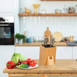 Relaxdays Messenblok Bamboe - Zonder Messen - Keukenmessen Blok - Messen Organizer Leeg -Skimask 1200x1200 628
