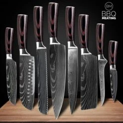 BBQ Meating® 8 Delige Professionele Messenset – Koksmessen - Japanse Messen – Gift Box - ZONDER BLOK