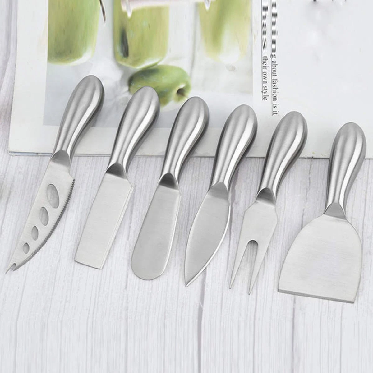 TeeDee - Kaasmessen Set Van 6 - Kaasmesjes - Kaasmessenset Voor Alle Kaassoorten - Smeermesje - RVS - Zilver 4 TeeDee - Kaasmessen Set Van 6 - Kaasmesjes - Kaasmessenset Voor Alle Kaassoorten - Smeermesje - RVS - Zilver - Afbeelding 2