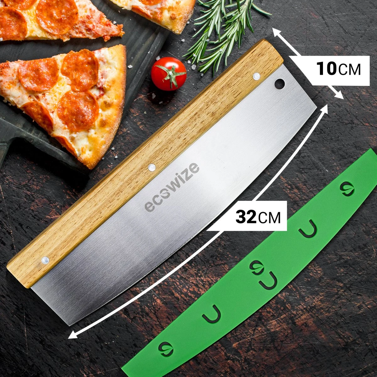Ecowize Professionele Pizzasnijder – RVS Pizzames 32cm Met Houten Handvat – Pizza Snijder – Deegsnijder – Pizza Wiegemes 4 Ecowize Professionele Pizzasnijder – RVS Pizzames 32cm Met Houten Handvat – Pizza Snijder – Deegsnijder – Pizza Wiegemes - Afbeelding 2