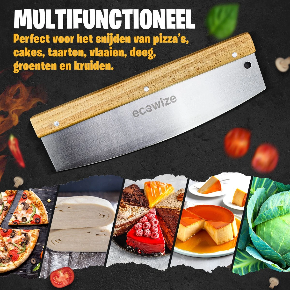 Ecowize Professionele Pizzasnijder – RVS Pizzames 32cm Met Houten Handvat – Pizza Snijder – Deegsnijder – Pizza Wiegemes 5 Ecowize Professionele Pizzasnijder – RVS Pizzames 32cm Met Houten Handvat – Pizza Snijder – Deegsnijder – Pizza Wiegemes - Afbeelding 3
