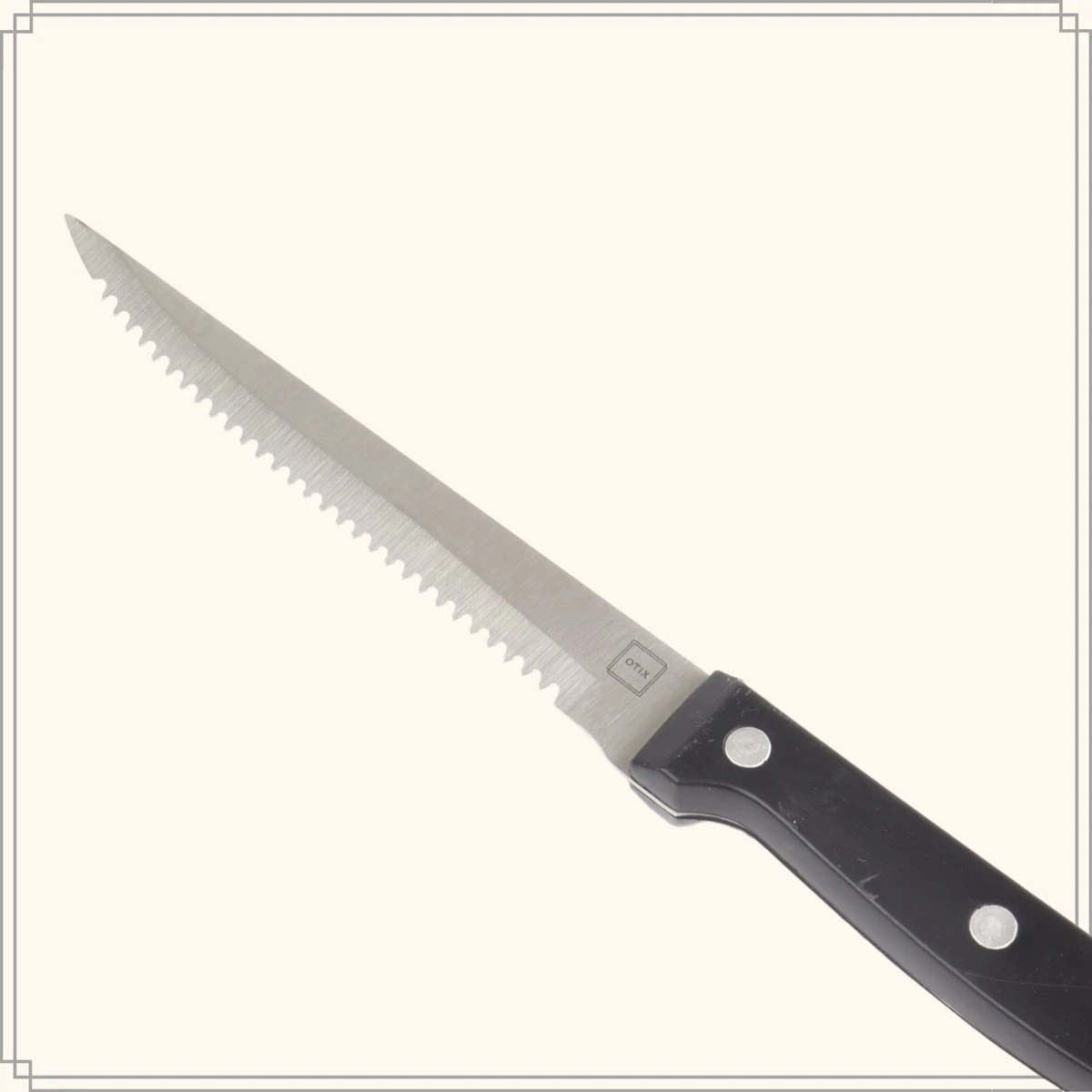 OTIX Steakmessen - Set Van 6 Stuks - Zwart - Vaatwasserbestendig - 21x2x1,5cm - Steakmessenset - RVS 5 OTIX Steakmessen - Set Van 6 Stuks - Zwart - Vaatwasserbestendig - 21x2x1,5cm - Steakmessenset - RVS - Afbeelding 3