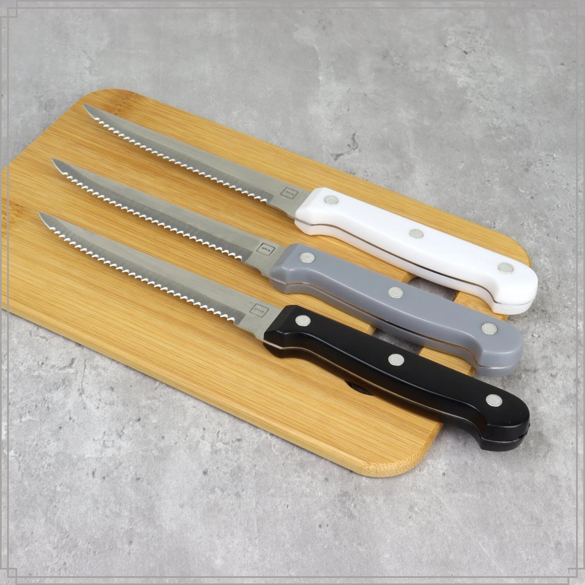 OTIX Steakmessen - Set Van 6 Stuks - Zwart - Vaatwasserbestendig - 21x2x1,5cm - Steakmessenset - RVS 7 OTIX Steakmessen - Set Van 6 Stuks - Zwart - Vaatwasserbestendig - 21x2x1,5cm - Steakmessenset - RVS - Afbeelding 5