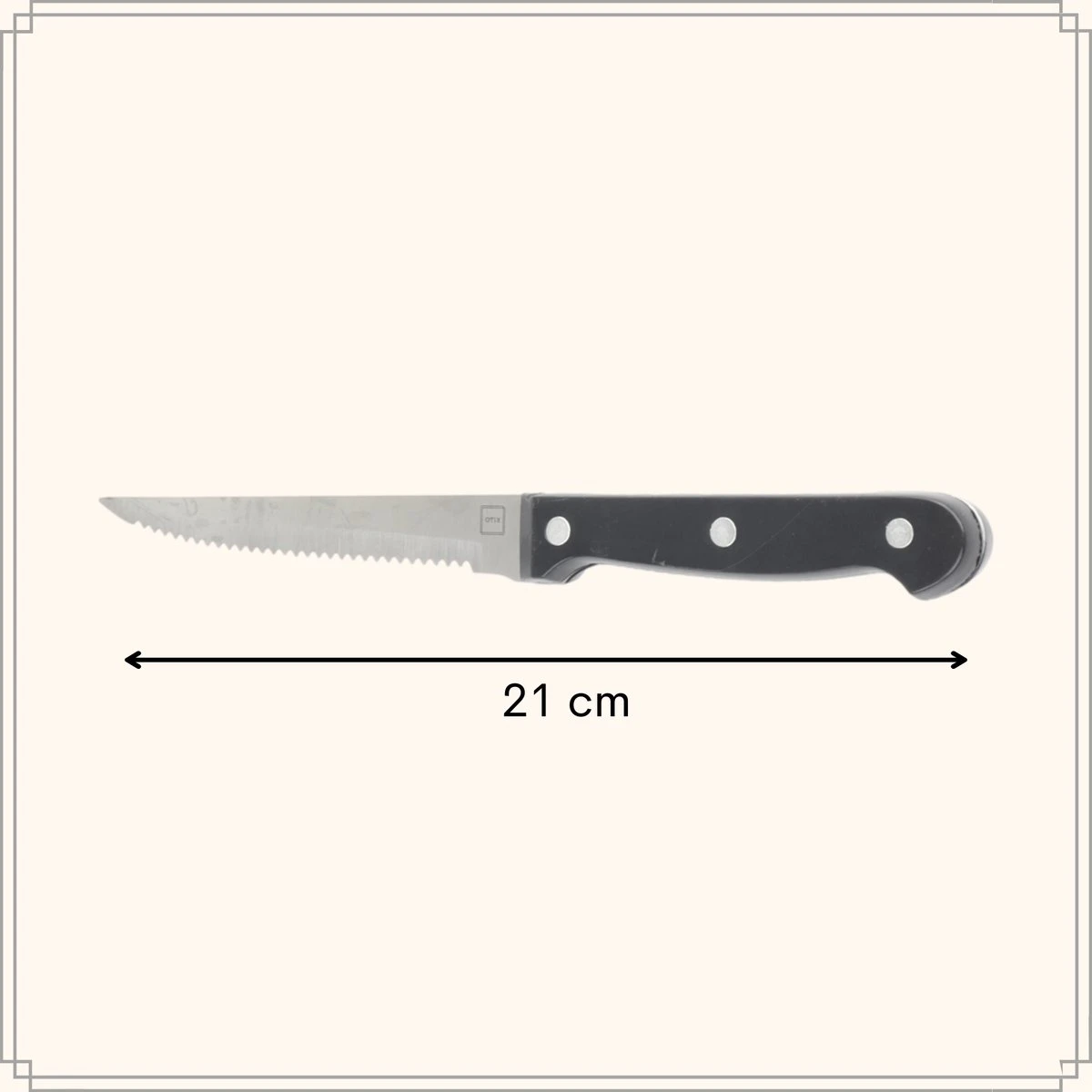 OTIX Steakmessen - Set Van 6 Stuks - Zwart - Vaatwasserbestendig - 21x2x1,5cm - Steakmessenset - RVS 12 OTIX Steakmessen - Set Van 6 Stuks - Zwart - Vaatwasserbestendig - 21x2x1,5cm - Steakmessenset - RVS - Afbeelding 10