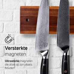 VDN Magnetische Messenhouder – Acacia Hout – Extra Groot – 7 Tot 9 Messen – Messenstrip -Skimask 1200x1200 831