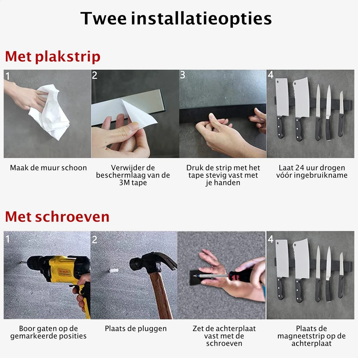 VOLCAN Magneetstrip RVS - Messenmagneet - Magnetische Messenhouder - Messenmagneetstrip - Zelfklevend - 40cm - Zwart 10 VOLCAN Magneetstrip RVS - Messenmagneet - Magnetische Messenhouder - Messenmagneetstrip - Zelfklevend - 40cm - Zwart - Afbeelding 8