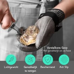 TEN Oesterhandschoen RVS Maat S/M Met Binnenhandschoen + 50 Recepten EBook & Giftcard - Tactical Handschoenen - Snijvaste Handschoenen - Zwart -Skimask 1200x1200 892