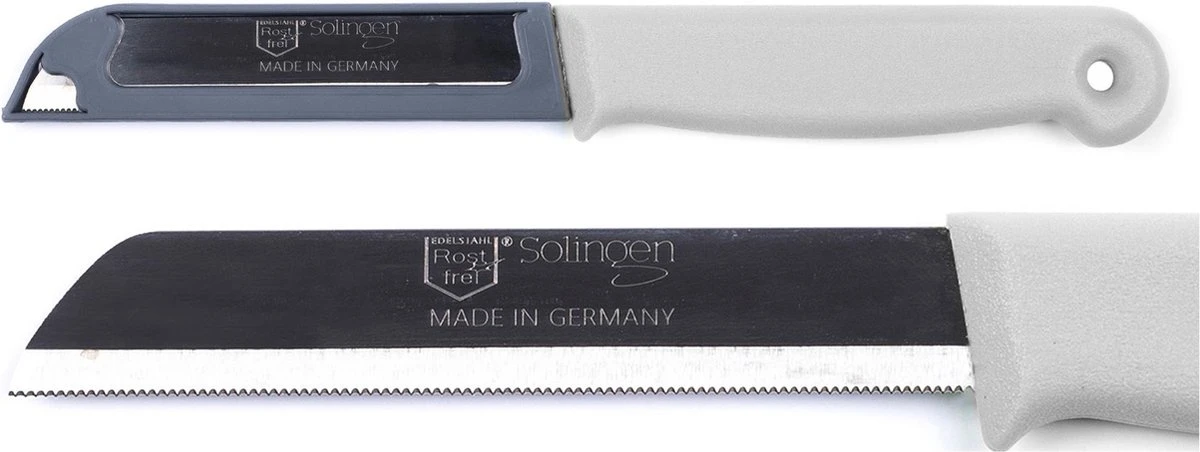 Solingen Kartelmes - Tomatenmes Met Kartel - RVS - 18,5 Cm Met "Blade Cover" - Zwart - 10 Stuks 8 Solingen Kartelmes - Tomatenmes Met Kartel - RVS - 18,5 Cm Met "Blade Cover" - Zwart - 10 Stuks - Afbeelding 6