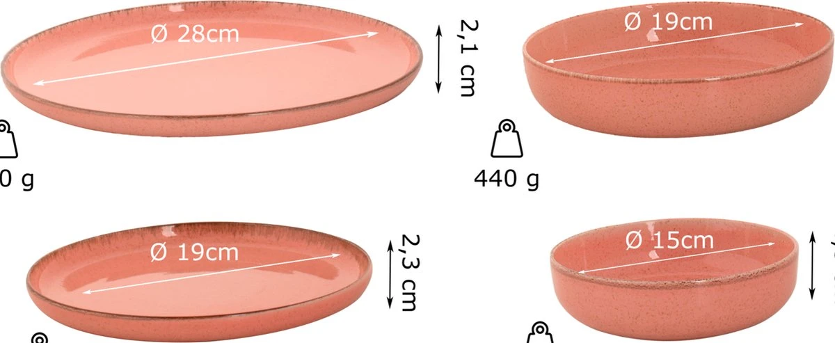 Palmer Serviesset Antigo Porselein 6-persoons 24-delig Roze 5 Palmer Serviesset Antigo Porselein 6-persoons 24-delig Roze - Afbeelding 3