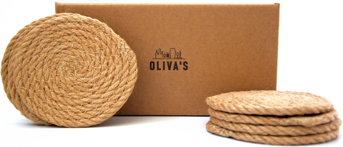 Oliva's - Onderzetters (ø12 Cm) - Onderzetters Voor Glazen - 8 Stuks - Duurzaam - Geweven Jute 3 Oliva's - Onderzetters (ø12 Cm) - Onderzetters Voor Glazen - 8 Stuks - Duurzaam - Geweven Jute