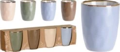 Excellent Houseware Set Van 4x Stuks Luxe Gekleurde Stoneware Bekers/koffiekopjes 280 Ml - Kopjes/koffiebekers -Skimask 1200x521 1