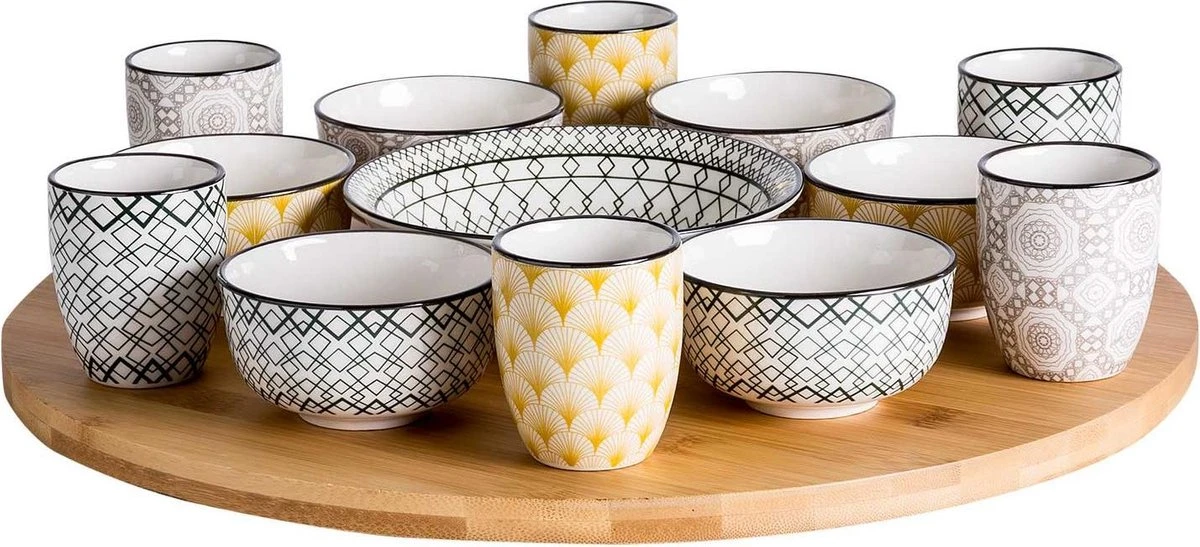 Cosy&Trendy Azra 14-Delig Draaischotel - Ø 40 Cm - Bamboe 3 Cosy&Trendy Azra 14-Delig Draaischotel - Ø 40 Cm - Bamboe