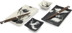 Edo Japan | BLACK & WHITE MIX | Japanse Sushi Servies Set | 6-Delig | 2 Persoons | Streep Motief -Skimask 1200x550 2