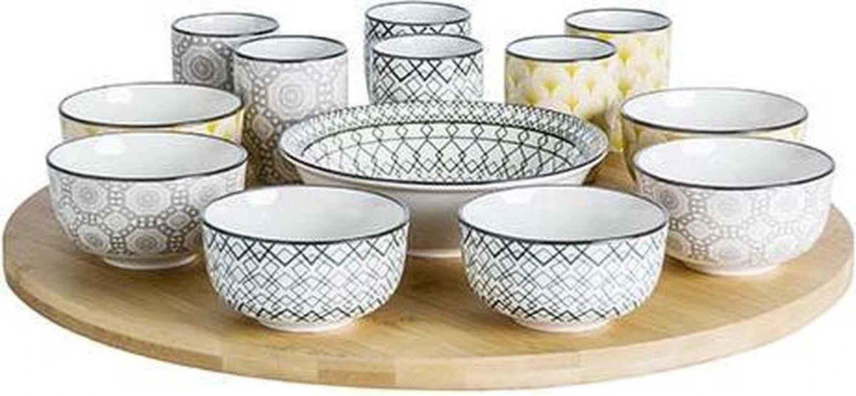 Cosy&Trendy Azra 14-Delig Draaischotel - Ø 40 Cm - Bamboe 4 Cosy&Trendy Azra 14-Delig Draaischotel - Ø 40 Cm - Bamboe - Afbeelding 2