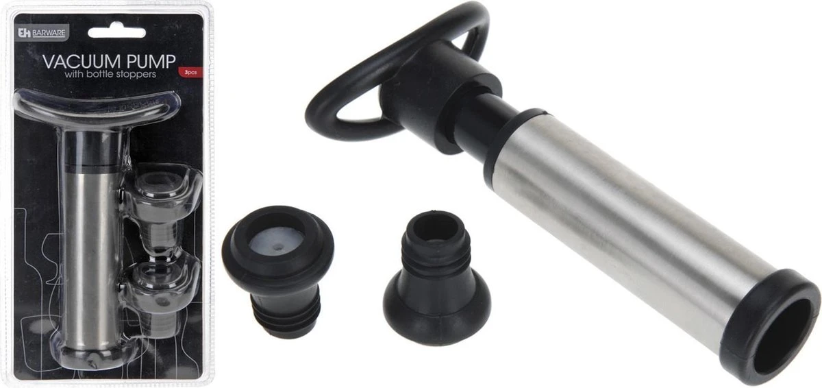 Excellent Houseware Vacuum Wijnpomp/wijnbespaarder RVS Met 2 Siliconen Stoppen - Wijnbenodigdheden 4 Excellent Houseware Vacuum Wijnpomp/wijnbespaarder RVS Met 2 Siliconen Stoppen - Wijnbenodigdheden - Afbeelding 2