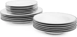 Serviesset Bordenset 6 Persoons 18 Delig - Wit Met Zwart Randje 11 Serviesset Bordenset 6 Persoons 18 Delig - Wit Met Zwart Randje -Skimask 1200x579