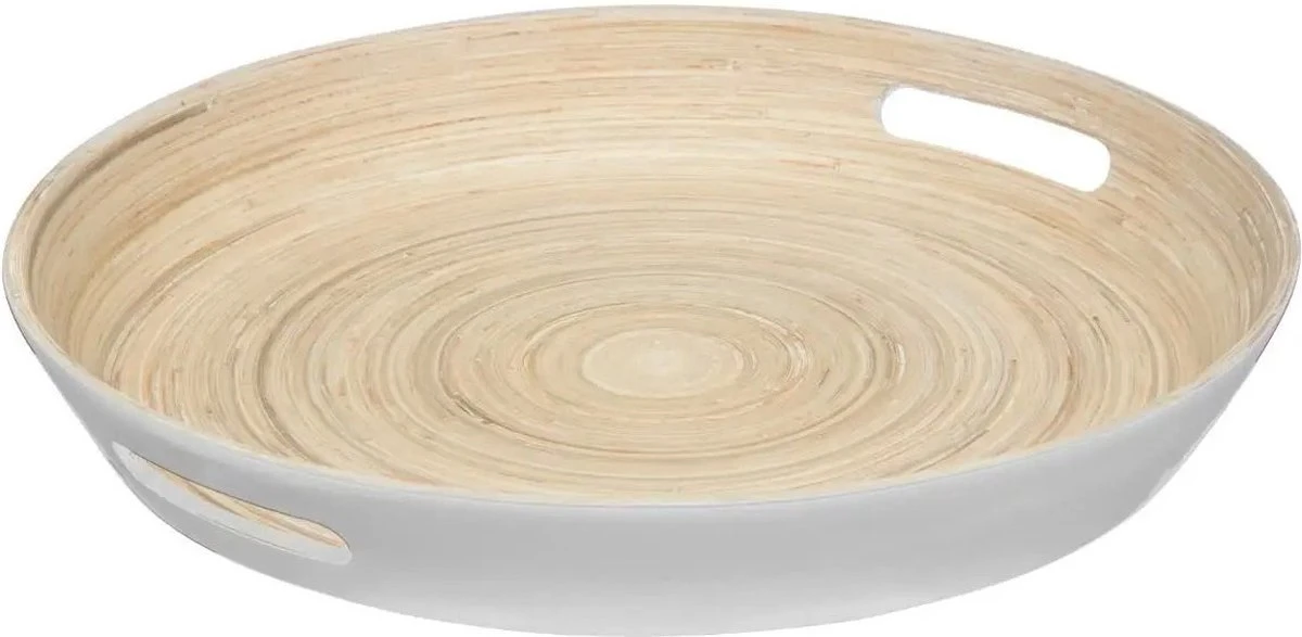 Dienblad/serveerblad Rond D42 Cm Bamboe Wit Met Handvaten - Serveerbladen, Dienbladen & Keukenbenodigdheden 3 Dienblad/serveerblad Rond D42 Cm Bamboe Wit Met Handvaten - Serveerbladen, Dienbladen & Keukenbenodigdheden