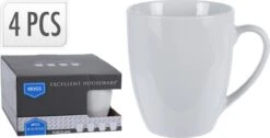 Excellent Houseware Set Van 4x Stuks Bekers/mokken Wit 380 Ml Van Porselein - Melkbekers -Skimask 1200x612 1