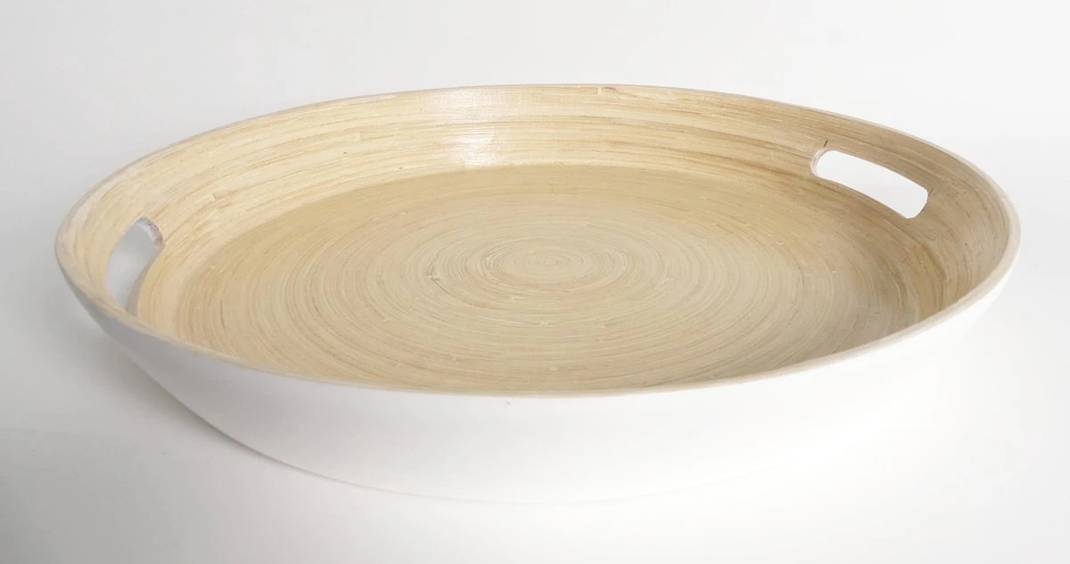 Dienblad/serveerblad Rond D42 Cm Bamboe Wit Met Handvaten - Serveerbladen, Dienbladen & Keukenbenodigdheden 7 Dienblad/serveerblad Rond D42 Cm Bamboe Wit Met Handvaten - Serveerbladen, Dienbladen & Keukenbenodigdheden - Afbeelding 5