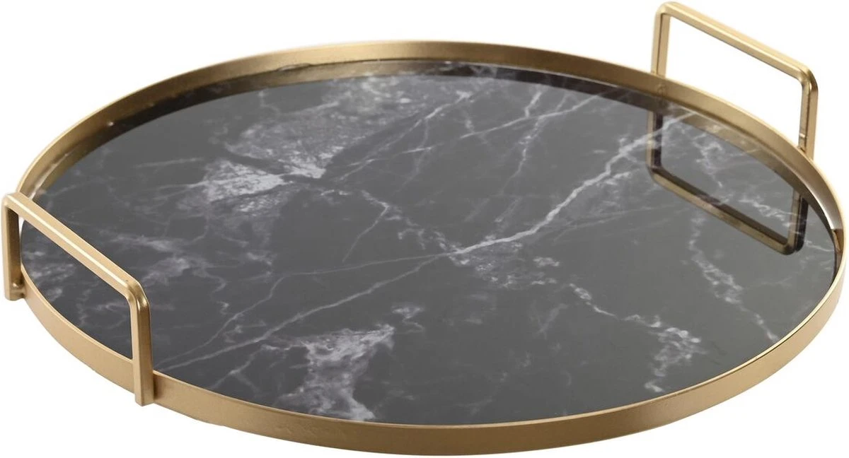 Snackdienblad DKD Home Decor Zwart Gouden Metaal Marmer (30 X 30 X 4,5 Cm) 3 Snackdienblad DKD Home Decor Zwart Gouden Metaal Marmer (30 X 30 X 4,5 Cm)
