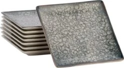 Lite-Body Hermes Gebaksbordjes - Set Van 8 Stuks - Ø16 Cm - Grijs Relief