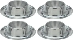 Merkloos 4x Stuks Eierdopjes Van RVS 8.5 X 2,5 Cm - Stapelbare Eierdopjes - Elk Weekend En Met Pasen